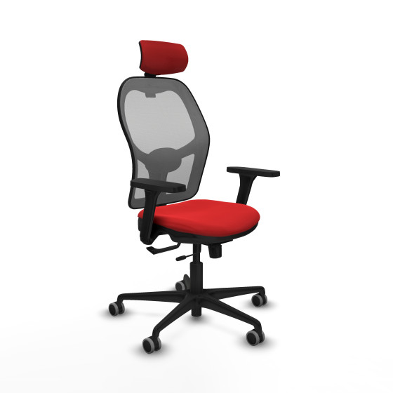 Jorquera traslack malla gris similpiel rojo brazos 3D base nailon cabecero 2D ruedas 65mm engomada