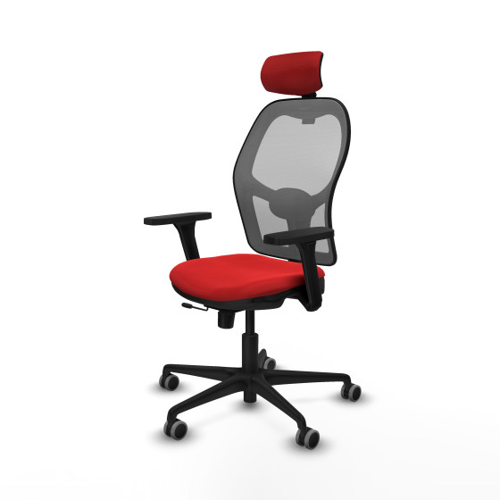 Jorquera traslack malla gris similpiel rojo brazos 3D base nailon cabecero 2D ruedas 65mm engomada