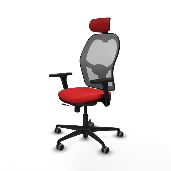 Jorquera traslack malla gris similpiel rojo brazos 3D base nailon cabecero 2D ruedas 65mm engomada