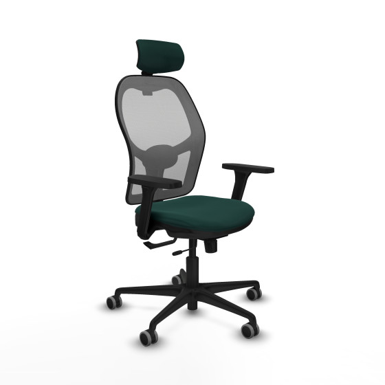 Jorquera traslack malla gris similpiel verde botella brazos 3D base nailon cabecero 2D ruedas 65mm engomada