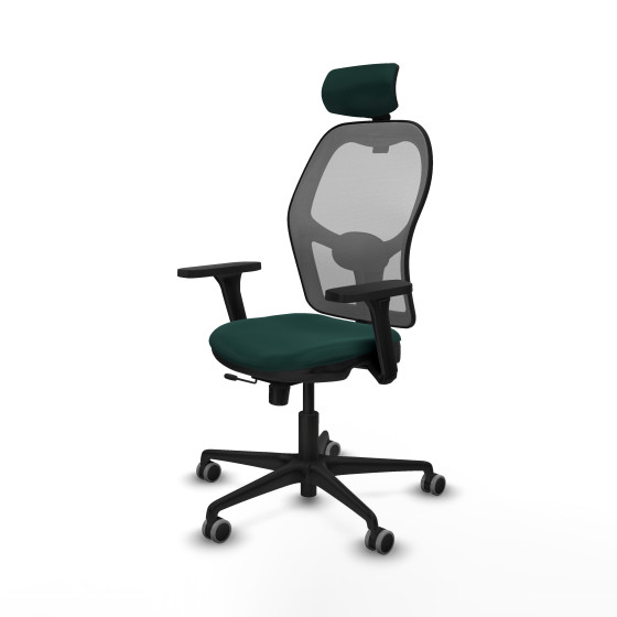 Jorquera traslack malla gris similpiel verde botella brazos 3D base nailon cabecero 2D ruedas 65mm engomada