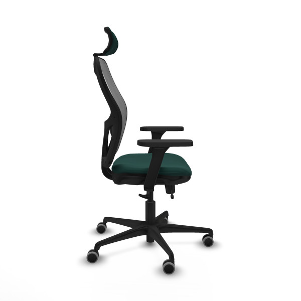 Jorquera traslack malla gris similpiel verde botella brazos 3D base nailon cabecero 2D ruedas 65mm engomada