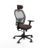Jorquera traslack malla gris similpiel marrón oscuro brazos 3D base nailon cabecero 2D ruedas 65mm engomada