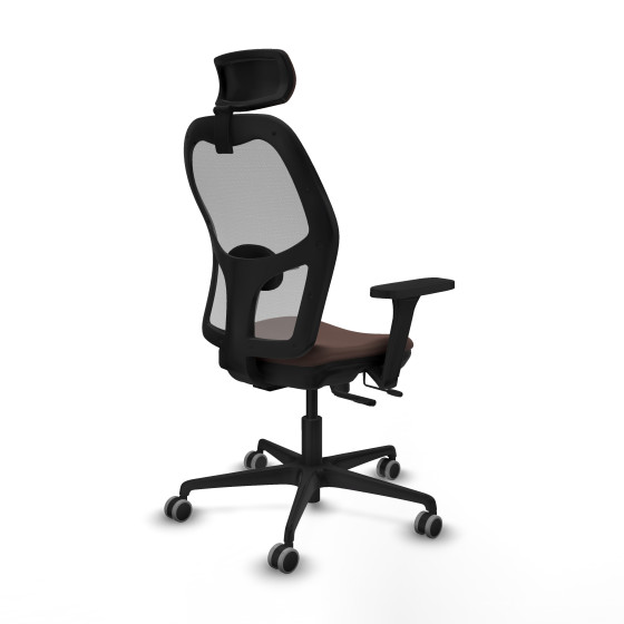 Jorquera traslack malla gris similpiel marrón oscuro brazos 3D base nailon cabecero 2D ruedas 65mm engomada