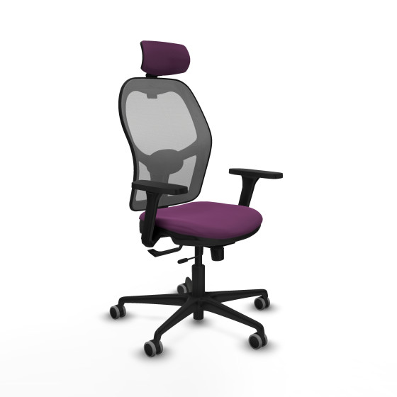 Jorquera traslack malla gris similpiel morado brazos 3D base nailon cabecero 2D ruedas 65mm engomada