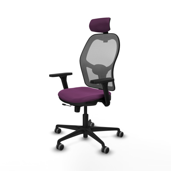 Jorquera traslack malla gris similpiel morado brazos 3D base nailon cabecero 2D ruedas 65mm engomada