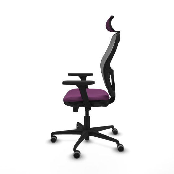Jorquera traslack malla gris similpiel morado brazos 3D base nailon cabecero 2D ruedas 65mm engomada