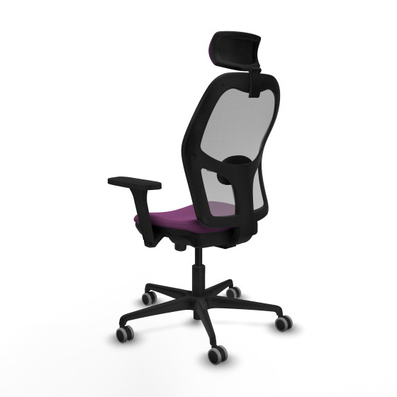 Jorquera traslack malla gris similpiel morado brazos 3D base nailon cabecero 2D ruedas 65mm engomada