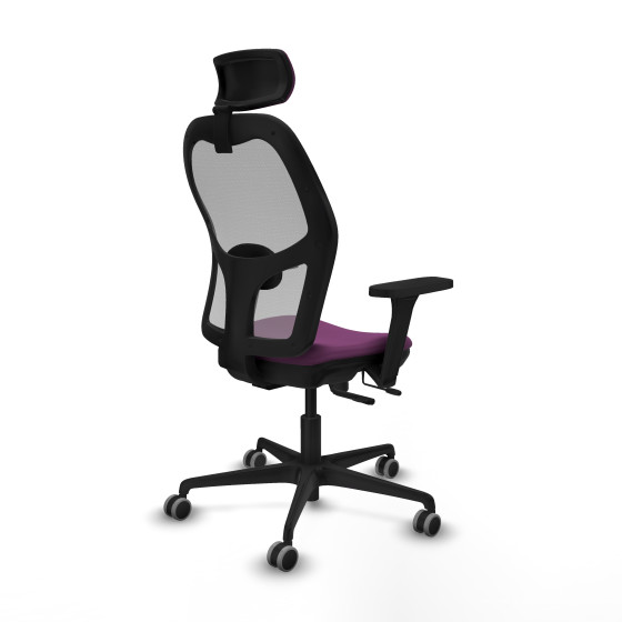Jorquera traslack malla gris similpiel morado brazos 3D base nailon cabecero 2D ruedas 65mm engomada