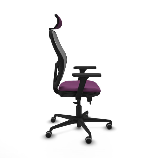Jorquera traslack malla gris similpiel morado brazos 3D base nailon cabecero 2D ruedas 65mm engomada