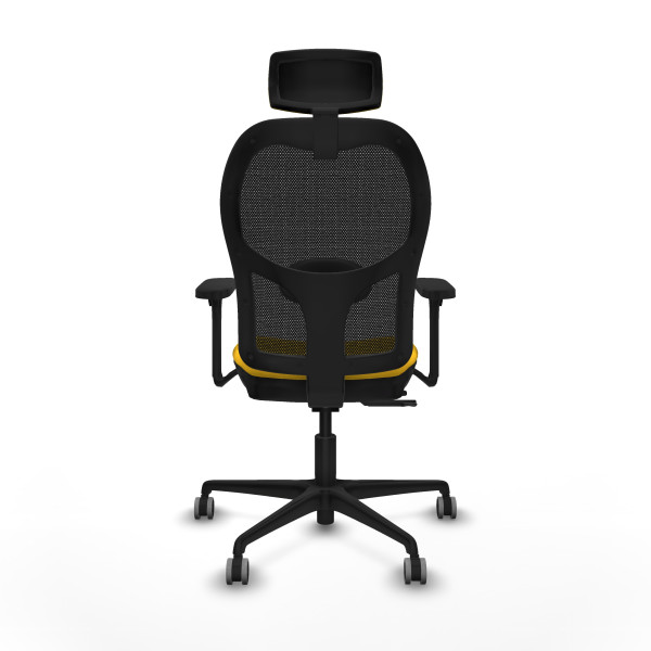 Jorquera traslack malla negra similpiel amarillo brazos 3D base nailon cabecero 2D ruedas 65mm engomada