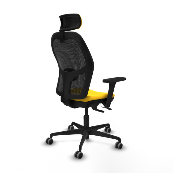 Jorquera traslack malla negra similpiel amarillo brazos 3D base nailon cabecero 2D ruedas 65mm engomada