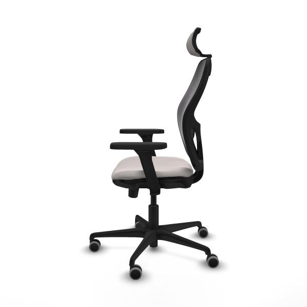 Jorquera traslack malla negra similpiel blanco brazos 3D base nailon cabecero 2D ruedas 65mm engomada