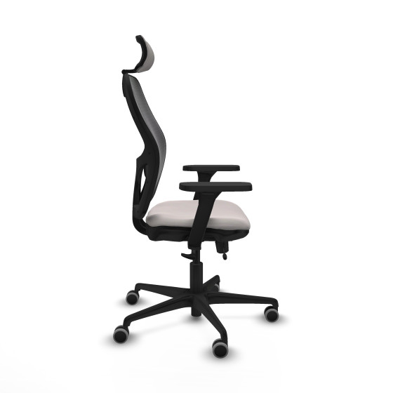 Jorquera traslack malla negra similpiel blanco brazos 3D base nailon cabecero 2D ruedas 65mm engomada