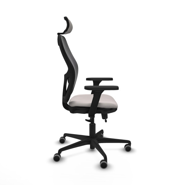 Jorquera traslack malla negra similpiel blanco brazos 3D base nailon cabecero 2D ruedas 65mm engomada