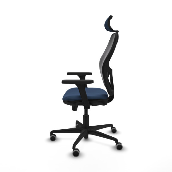Jorquera traslack malla negra similpiel azul marino brazos 3D base nailon cabecero 2D ruedas 65mm engomada