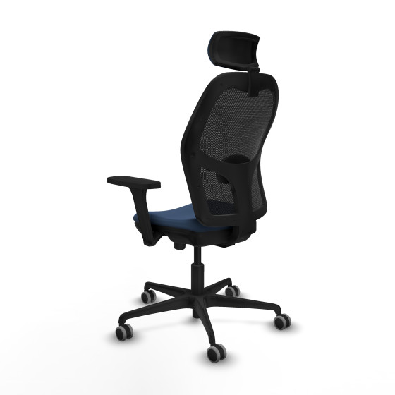 Jorquera traslack malla negra similpiel azul marino brazos 3D base nailon cabecero 2D ruedas 65mm engomada
