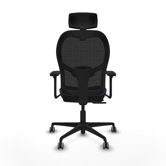 Jorquera traslack malla negra similpiel azul marino brazos 3D base nailon cabecero 2D ruedas 65mm engomada
