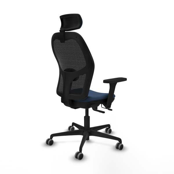 Jorquera traslack malla negra similpiel azul marino brazos 3D base nailon cabecero 2D ruedas 65mm engomada