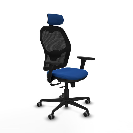 Jorquera traslack malla negra similpiel azul brazos 3D base nailon cabecero 2D ruedas 65mm engomada
