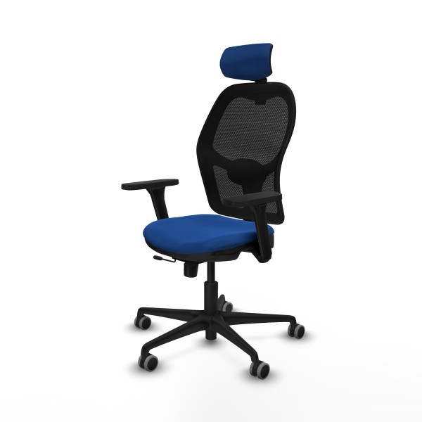 Jorquera traslack malla negra similpiel azul brazos 3D base nailon cabecero 2D ruedas 65mm engomada