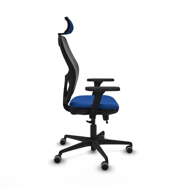 Jorquera traslack malla negra similpiel azul brazos 3D base nailon cabecero 2D ruedas 65mm engomada