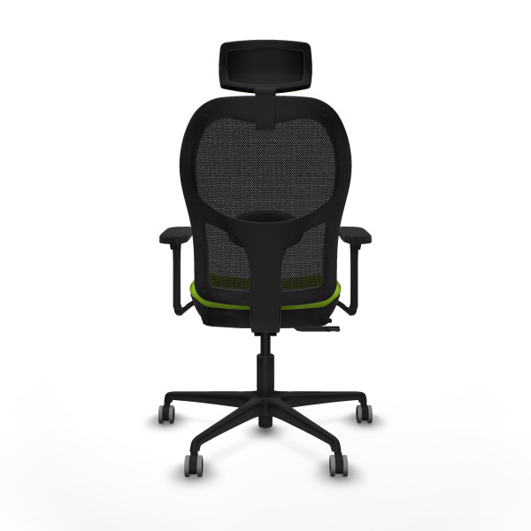 Jorquera traslack malla negra similpiel pistacho brazos 3D base nailon cabecero 2D ruedas 65mm engomada