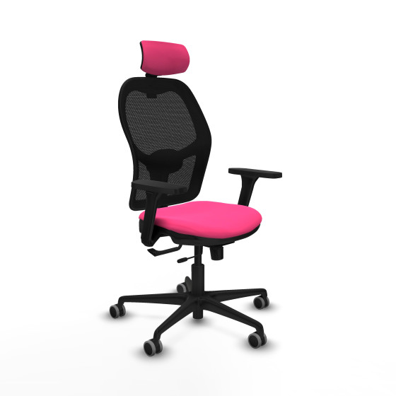 Jorquera traslack malla negra similpiel rosa brazos 3D base nailon cabecero 2D ruedas 65mm engomada