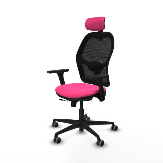 Jorquera traslack malla negra similpiel rosa brazos 3D base nailon cabecero 2D ruedas 65mm engomada