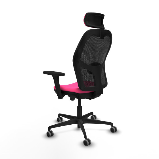 Jorquera traslack malla negra similpiel rosa brazos 3D base nailon cabecero 2D ruedas 65mm engomada