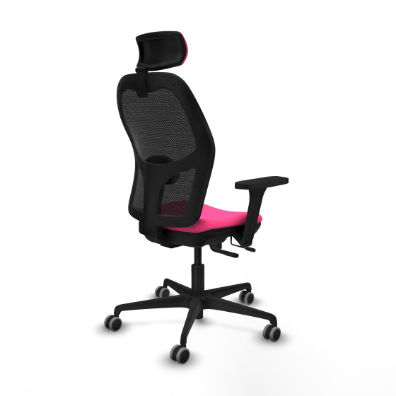 Jorquera traslack malla negra similpiel rosa brazos 3D base nailon cabecero 2D ruedas 65mm engomada