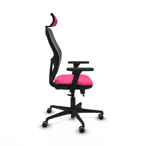 Jorquera traslack malla negra similpiel rosa brazos 3D base nailon cabecero 2D ruedas 65mm engomada