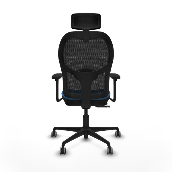 Jorquera traslack malla negra similpiel azul claro brazos 3D base nailon cabecero 2D ruedas 65mm engomada