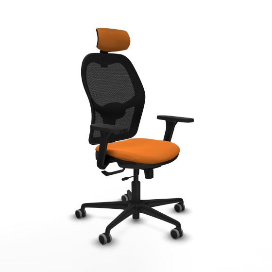 Jorquera traslack malla negra similpiel naranja brazos 3D base nailon cabecero 2D ruedas 65mm engomada
