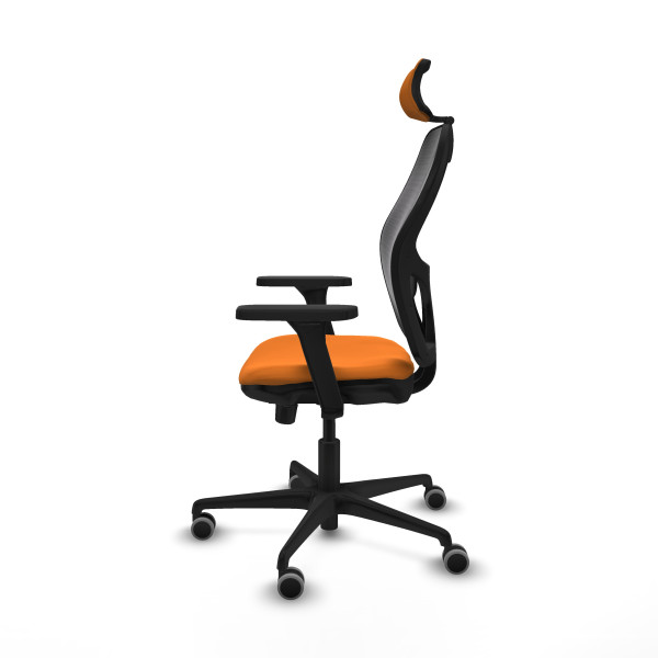 Jorquera traslack malla negra similpiel naranja brazos 3D base nailon cabecero 2D ruedas 65mm engomada