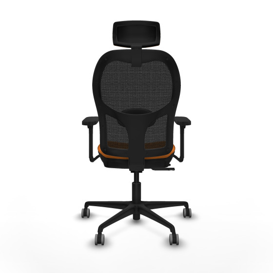 Jorquera traslack malla negra similpiel naranja brazos 3D base nailon cabecero 2D ruedas 65mm engomada