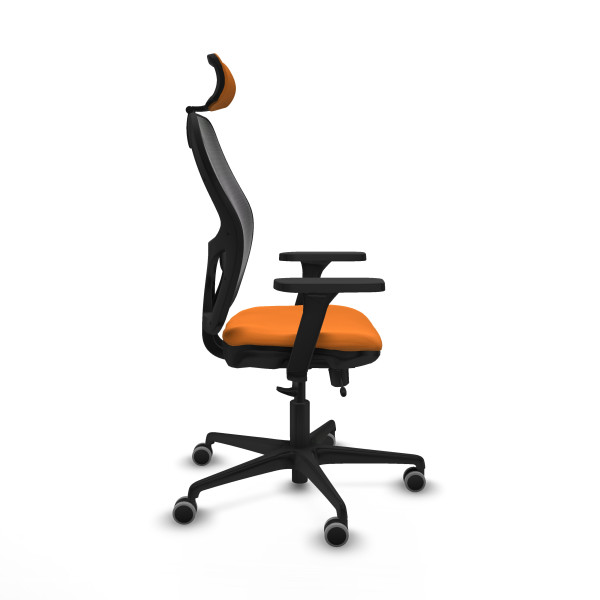 Jorquera traslack malla negra similpiel naranja brazos 3D base nailon cabecero 2D ruedas 65mm engomada