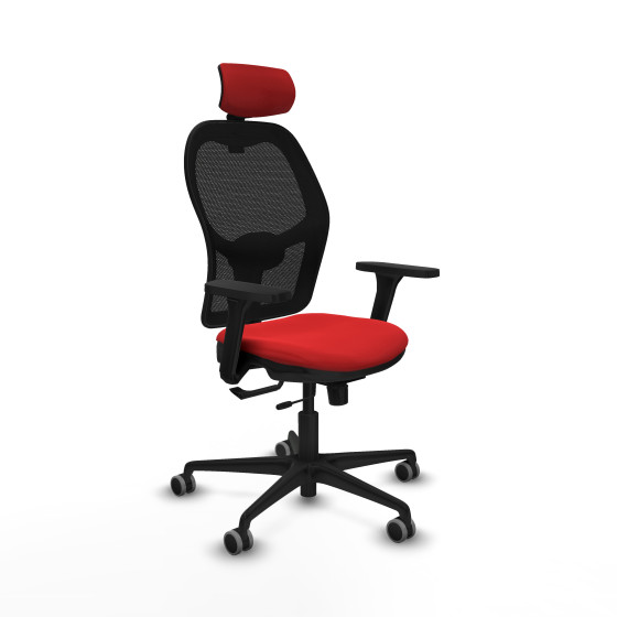 Jorquera traslack malla negra similpiel rojo brazos 3D base nailon cabecero 2D ruedas 65mm engomada