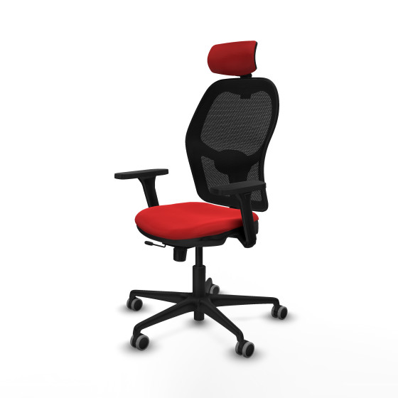 Jorquera traslack malla negra similpiel rojo brazos 3D base nailon cabecero 2D ruedas 65mm engomada