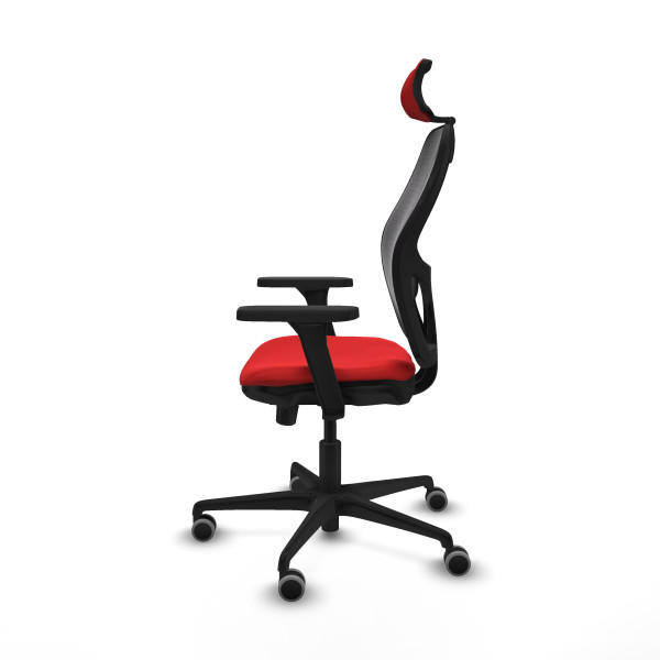Jorquera traslack malla negra similpiel rojo brazos 3D base nailon cabecero 2D ruedas 65mm engomada