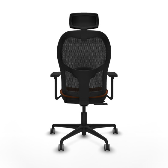 Jorquera traslack malla negra similpiel marrón brazos 3D base nailon cabecero 2D ruedas 65mm engomada