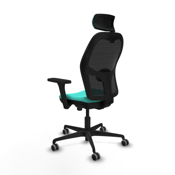 Jorquera traslack malla negra similpiel turquesa brazos 3D base nailon cabecero 2D ruedas 65mm engomada