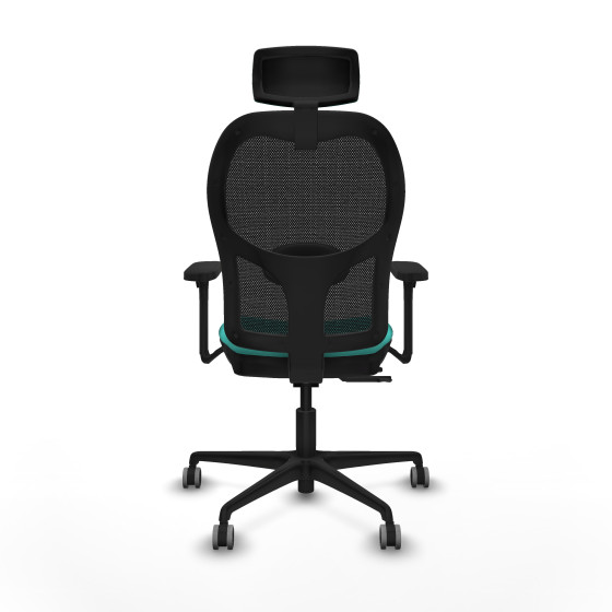 Jorquera traslack malla negra similpiel turquesa brazos 3D base nailon cabecero 2D ruedas 65mm engomada