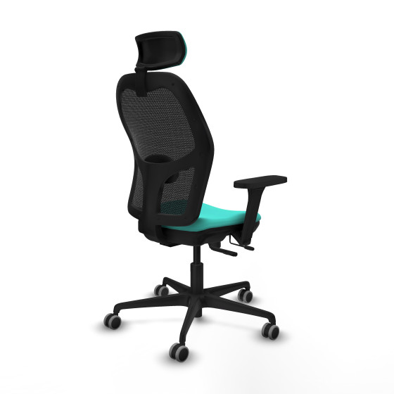 Jorquera traslack malla negra similpiel turquesa brazos 3D base nailon cabecero 2D ruedas 65mm engomada