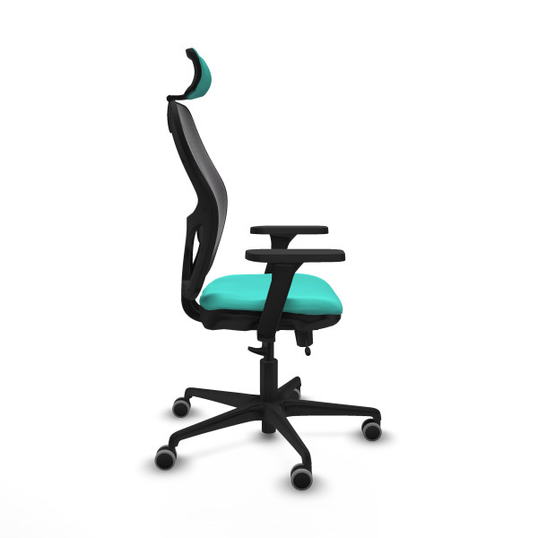 Jorquera traslack malla negra similpiel turquesa brazos 3D base nailon cabecero 2D ruedas 65mm engomada