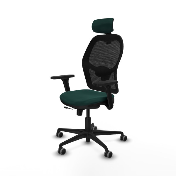 Jorquera traslack malla negra similpiel verde botella brazos 3D base nailon cabecero 2D ruedas 65mm engomada