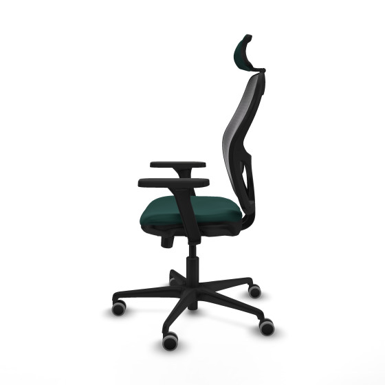 Jorquera traslack malla negra similpiel verde botella brazos 3D base nailon cabecero 2D ruedas 65mm engomada