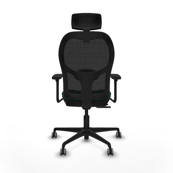 Jorquera traslack malla negra similpiel verde botella brazos 3D base nailon cabecero 2D ruedas 65mm engomada