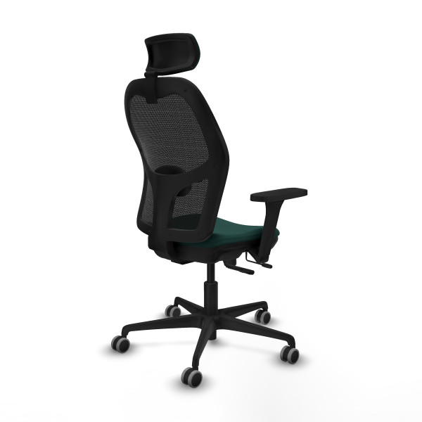 Jorquera traslack malla negra similpiel verde botella brazos 3D base nailon cabecero 2D ruedas 65mm engomada