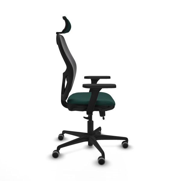 Jorquera traslack malla negra similpiel verde botella brazos 3D base nailon cabecero 2D ruedas 65mm engomada